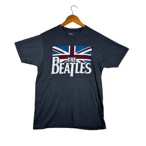 The Beatles British Flag T-Shirt Gray 2019 Record Band Lennon Apple Records sz M